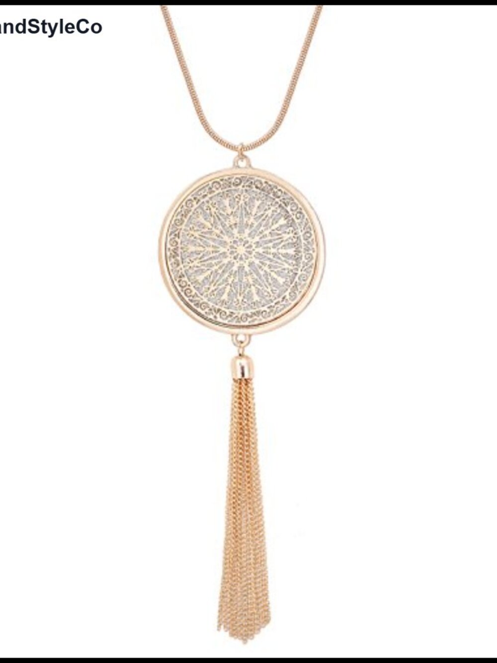 Tassel Circle Pendant Necklace Statement Long Chain Women